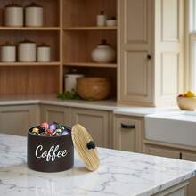 1pc Wooden Round Storage Box For Coffee Beans Capsules Laundry Pods Home Organization In Kitchen Pantry