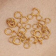 100 件 304 不锈钢 18K 镀层开口跳环，适用于珠宝制作 DIY 配件连接器 - 金黃色(#008) - 查看 4