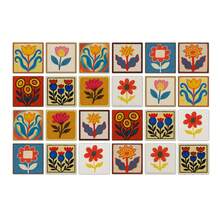 24 Floral Tile Stickers, 4x4 Inches, European Style, Peel And Stick, Waterproof PVC Tile Stickers, Farmhouse Style Kitchen And Bathroom Backsplash Decoration - 彩色 - 查看 8