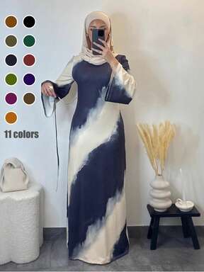 Plus Size Muslim Women Casual Fitted Long Sleeve Dress, Autumn/Winter