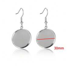 20入組/套極簡不銹鋼圓形DIY耳環底座適合女士DIY首飾製作 - 銀色 - 查看 10