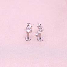 2~4PCS 16G 316L Pushin Lip Rings Butterfly And Bee Nose Stud Rings Top Push In Threadless Surgical Steel Flat Back Nose Rings Studs For Womens{"Color_name":"Silver-A"} - Silver-a - View 4