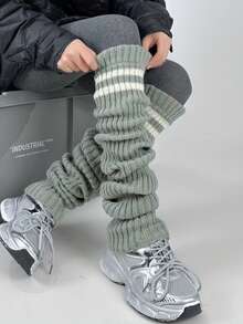 70 cm dzianinowe, bardzo długie i grube, w paski, ciepłe, za kolano, ocieplacze na nogi, jednolity kolor, jesień/zima