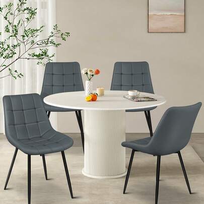 Set di 2 Set di 4 sedie da pranzo scandinave, sedie da cucina, seduta in PU, gambe in metallo, nero/grigio chiaro/grigio scuro/bianco