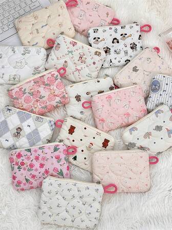 1PC Random Women Mini Makeup Handbags Wallet Pouch Bag Cute Cartoon Small Travel Cosmetic Lipstick Earphone Card Portable Storage Bag Purse Wallet Small Wallet Cute Wallet Coin Wallet For Women Mini Wallet Purse Wallet