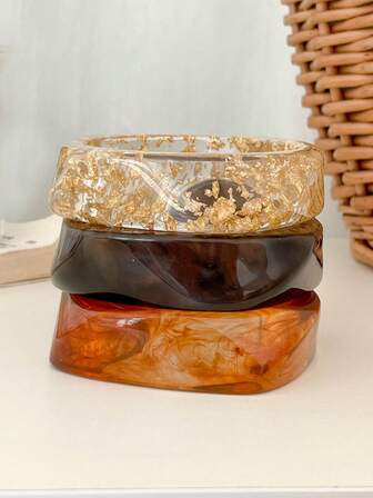 3 st/set geometriskt tie dye-hartsarmband, vintage diamantformade armbandsaccessoarer för kvinnor