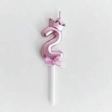1 件蝴蝶结数字生日蜡烛，适合成人派对或周年纪念的 Ins 风格蛋糕装饰， - 粉色 - 查看 10