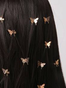 10件/套女孩蝴蝶金属发夹，可爱装饰发饰，适合刘海、马尾、辫子、欧美风格 - 金色 - 查看 3