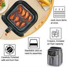1pc/3pcs/Set Air Fryer Accessories, Multipurpose Air Fryer Accessories, Stackable Air Fryer Rack, Grill Mesh, Stainless Steel Baking Tray, Round/Square/Rectangular Stainless Steel Air Fryer Rack Set - Fit For Oven And Air Fryer, Dishwasher , Perfect For Healthy Holiday Baking - Reusable Stackable Rack, Easy To Clean, Kitchen Gadgets