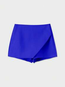 Váy/quần short nữ YROOE thời trang thường ngày, đa năng, màu trơn, dáng bất đối xứng. - Xanh đậm - Xem 1