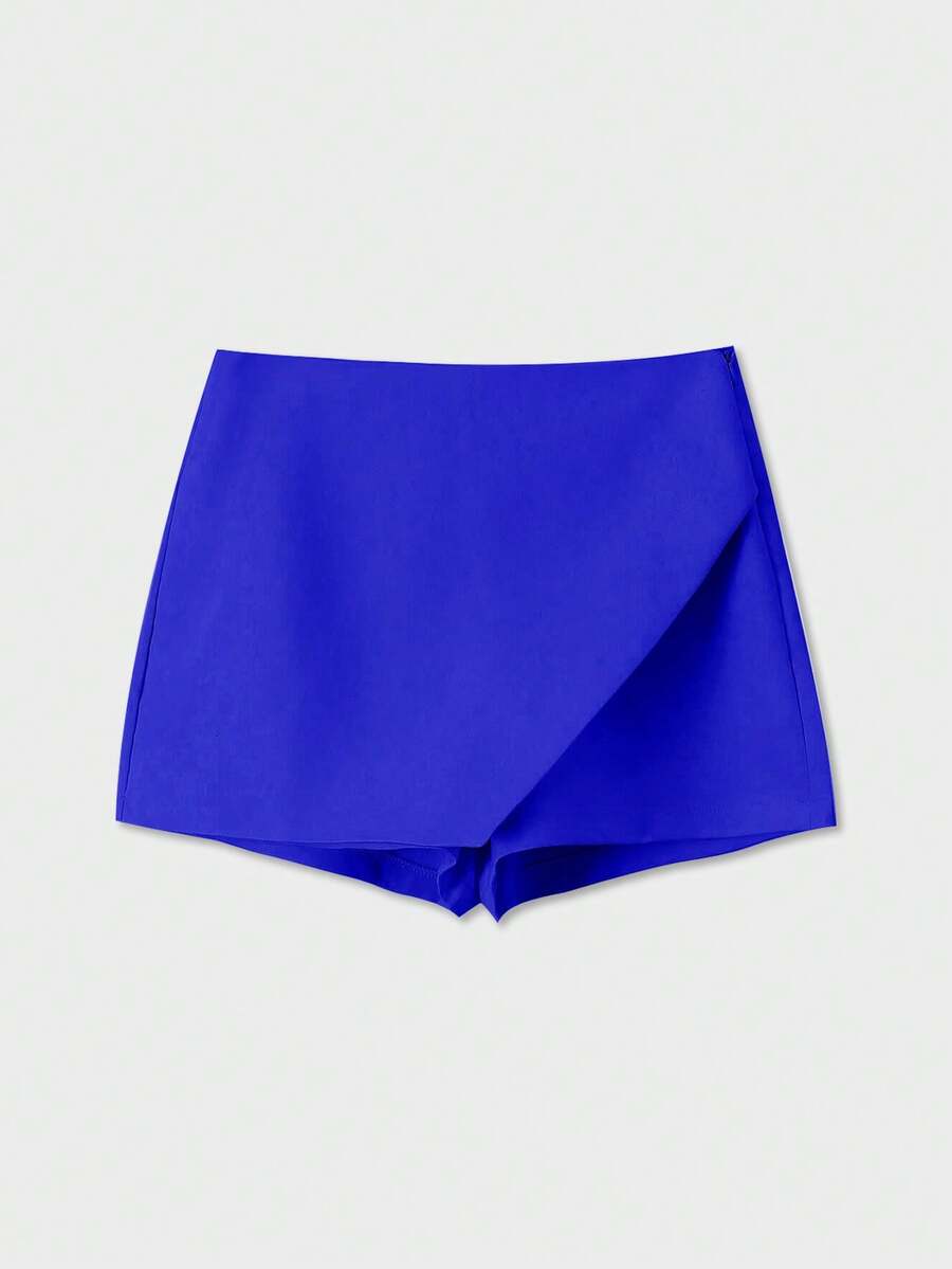 Váy/quần short nữ YROOE thời trang thường ngày, đa năng, màu trơn, dáng bất đối xứng. - Xanh đậm - Xem 1