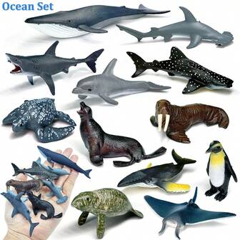 12 Mini Marine Creature Marine Animal Characters - Realistic PVC Marine Animal Toys With Sharks, Whales And More - Perfect Educational Purposes, Birthday And Christmas Gifts