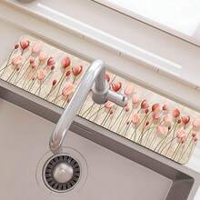1pc Floral Sink Faucet Absorbent Mat, Drainage Pad, Kitchen, Bathroom Sink, Countertop, Drain Pad, Diatomaceous Mud Washbasin, Cuttable, Quick Drying Pad - Multicolor - View 13