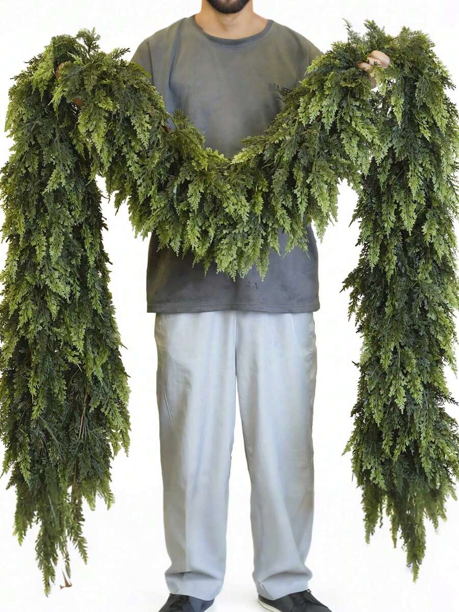 70.86 Inch Realistic Simulated Christmas Vines, Fox Vines, Norwegian Pine Wreaths - Perfect For Christmas, Dining Room, Mantel And Outdoor Decorations, Farmhouse Christmas Decorations, Plastic Wreaths, Best For Christmas!