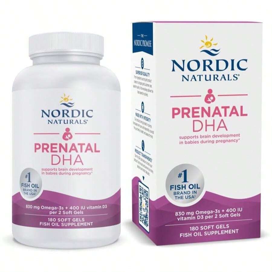 Nordic Naturals Prenatal DHA, Unflavored - 90 Soft Gels - 830 Mg Omega-3 + 400 IU Vitamin D3 - Supports Brain Development In Babies During Pregnancy &Amp; Lactation - Non-GMO - 45 Servings - Flavor NameC - 查看 1