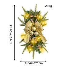 1 pieza Corona de Navidad con lazo 2025, decoración colgante para escaleras, pasillos, Navidad