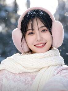 冬季可爱可折叠耳罩毛绒仿兔毛保暖护耳罩 女士户外防寒蓬松耳罩 - 彩色 - 查看 4