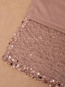 Elegant Sequin High Slit Fishtail Evening Gown - Rose Gold - View 4