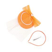 1件套精美礼帽，20年代50年代风格，小圆帽，鸡尾酒会/下午茶派对头饰，带面纱，适合女孩和女士，夏季/海滩。 - 彩色 - 查看 20