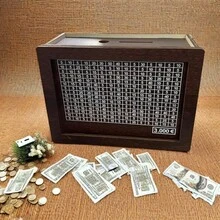 [省钱计划] 安全木制存钱罐，带数字货币计数器 - 不防水现金保险库，用于财务目标和硬币存储，挑战木制存钱罐，带密码锁和数字显示顶部 - 现金、储蓄目标系统 - 彩色 - 查看 4