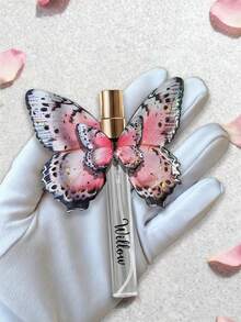 Customized Name Butterfly-Shaped Perfume Atomizer Bottle - Personalized Decorative Portable Leak-Proof Fragrance Spray Bottle, Refillable Travel Perfume Container With Golden Nozzle & Clear Window, Ideal For Storing Perfume, Essential Oils & Cologne - 10ml - View 2