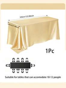 1/2 件 145*260cm/145*180cm/145*320cm 金色长方形缎面桌布，光滑面料，适用于婚礼、餐桌装饰、派对活动 - 金色 - 查看 10