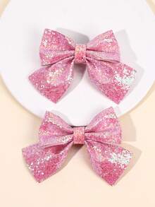 قوسان من الشعر الأنيق للبنات مغطى بالترتر الوردي مع مشابك تمساح لحفلات الرقص والحفلات، دبابيس شعر لامعة وأنيقة للبنات المراهقات، إكسسوارات شعر عصرية