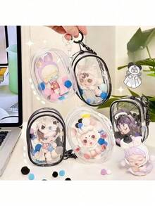 1Set Unisex Transparent See-Through Slim Lightweight Water-Resistant Anti-Scratch EVA Multi-Purpose Space-Saving Charger/ Cable/ Earphone Storage Minimalist Practical Charging Cord Organizer Bag + Small Earphone Box For Christmas Holiday Travel, Hiking, Camping, Daily Use & Business Trips , Makeup Room Decor,Makeup Bag,Travel Essential - Multicolor - View 2