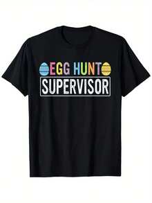 Egg Hunt Supervisor Matching Egg Hunting Mom Dad Easter Day T-Shirt - Black - View 1