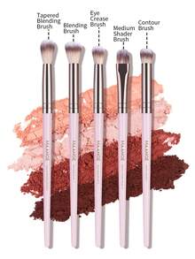 MAANGE 5/7pcs Premium Synthetic Hair Eye Makeup Brush Eyeshadow Brush Mixed Brush Eyeliner Brush Eye Shadow Brush Soft Comfortable Effective Application Long Handle Professional Cosmetic Brush Makeup Tools Kit At Home Or On-The-Go Travel Eye Makeup Brush Set Makeup Accessories Gifts For Friends - Pink - View 10