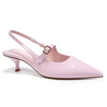 Revreal Patent Slingback Kitten Heels With Buckle Commuter Sports Pure Metal Office - Pink - View 2