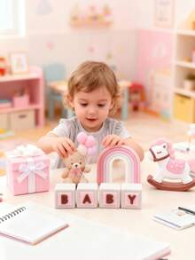 1 Stück rosa Schleife Teddybär Plüschpuppe, Cartoon Ballon Bär Kuchendekoration, Kindergeburtstags-Dessert-Tisch-Dekoration, Babyparty-Geschenk