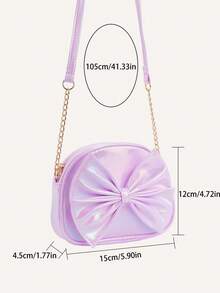 1pc Girls Cute Princess Metal Bow Crossbody Bag, Suitable For Daily Outings - Purple - View 6