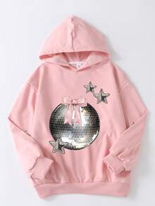 1pc Y2K Style Sweatshirt, Casual Long Sleeve Hooded Top, Suitable For Back To School, Graduation Season, Daily Casual Wear - Pink - View 2