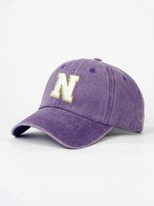 1 chiếc mũ bóng chày có thể điều chỉnh cho trẻ em thêu 26 chữ cái tiếng Anh, mũ chống nắng ngoài trời thông thường cho bé trai và bé gái, thích hợp cho du lịch mùa xuân/thu, bãi biển - Màu tím - Xem 22