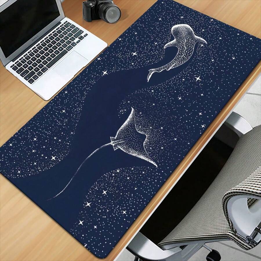 1pc Whale Shark Printed Desk Mat - XXL Gaming Mouse Pad, Multipurpose Keyboard Pad, Durable Rubber Base, Starry Sky Design, Suitable For Office And Home, Perfect Gift For Family And Friends, Mouse Pad