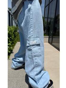 LITTWEAR Men's Oversized Streetwear 5-Pocket Printed Twill Cargo Pants - Rửa nhẹ - Xem 3