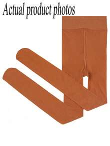 1 Pair Women's Reflective Shiny Tights, Suitable For Latin Dance, Pole Dance And Fitness - High Waist Glossy Tights, Cozy - Bronze - View 5