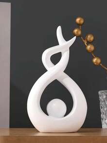 White With Gold/Silver Home Decor Items, Mid-Century Modern Decor Table Decor White, Abstract Art Ceramic Shape Statues And Sculpture Centerpieces Decorative Table, Bookshelf Resin Decor, Perfect For Mother's Day Gifts, And Wedding Decor.