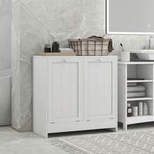 Kleankin Laundry Cabinet, Bathroom Cabinet With 2 Tilt-Out Hampers, Modern Laundry Storage Cabinet For Washroom, White - trắng - Xem 1