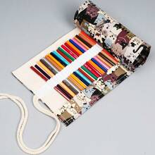 Cat Canvas Roll Up Pencil Cases Pen Curtain Pencil Bag Case Makeup Wrap Holder Storage Pouch School Supplies - Multicolor - View 12