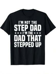 100% Cotone Fresco Passo Avanti Papà Per Uomo Padre Il Migliore Patrigno Di Sempre T-Shirt Da Donna E Uomo Vacanza Estiva Morbida Tee Vestibilità Rilassata Comfort Classico - nero - Visualizzare 5