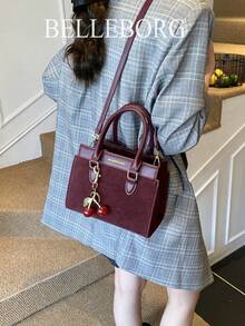 BELLEBORG Women's Handbag With Detachable Strap, Minimalist And Practical Multi-Function - Burgundy - View 4