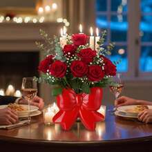 Vase Bow Ceramic Vase Pen Holder Makeup Brush Holder Contemporary Design Decorative Women Gift For Christmas Home Office Shelf Table Living Room(Pink,Classic) - 紅色 - 查看 3