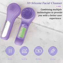 1pc Multi-Functional Electric Facial Cleansing Brush, Magnetic Charging, Smart All-In-One Hot Compress Massager, Ultrasonic Silicone Cleansing Device - Multicolor - View 2