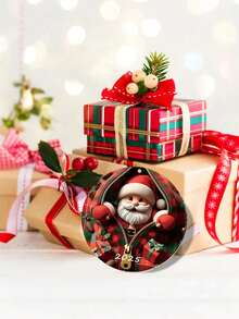 قلادة سحاب بشكل بابا نويل جديد، زينة شجرة عيد الميلاد معلقة، هدية عيد الميلاد