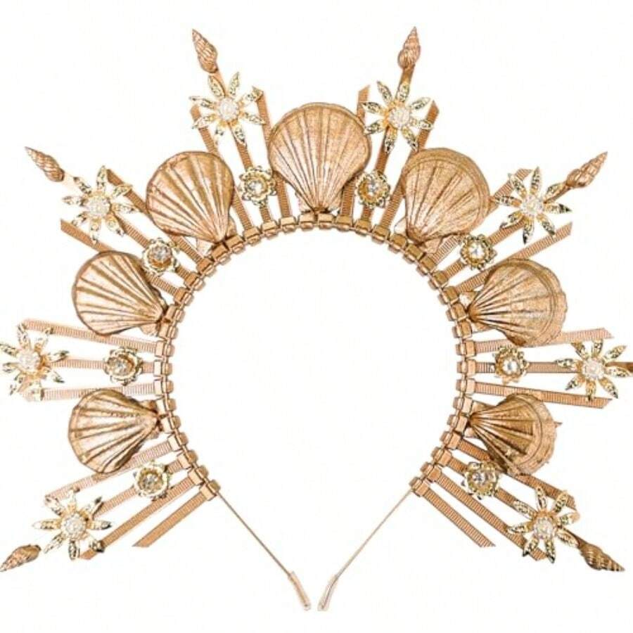 Corona da sirena personalizzata: tiara da regina del mare con conchiglia, costume da dea burlesque - Italia