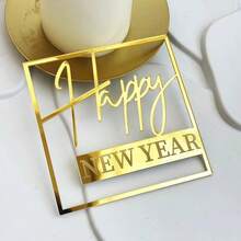 1个/3个/6个新年生日蛋糕装饰插牌，金色亚克力蛋糕装饰签，适用于新年派对、家庭聚会礼物、甜点装饰 - 彩色 - 查看 19