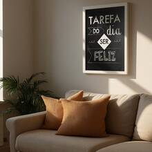 Framed Picture Task Of The Day Be Happy Positive Phrase Black And White Office Wall - 白色 - 查看 2