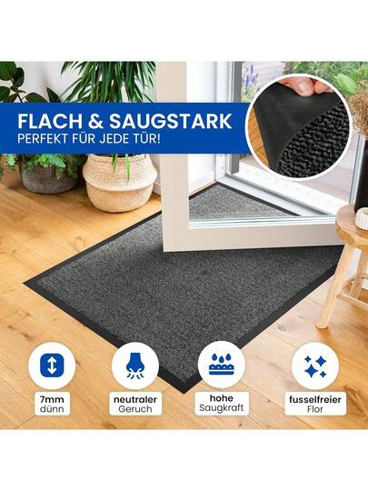 Gentle North High Quality Doormat, Grijs Black, 90x150 Cm, Indoor Outdoor Dirt Trapper Mat, Non Slip, Washable Weatherproof, Entrance Area Runner, Hallway, Thin view 9